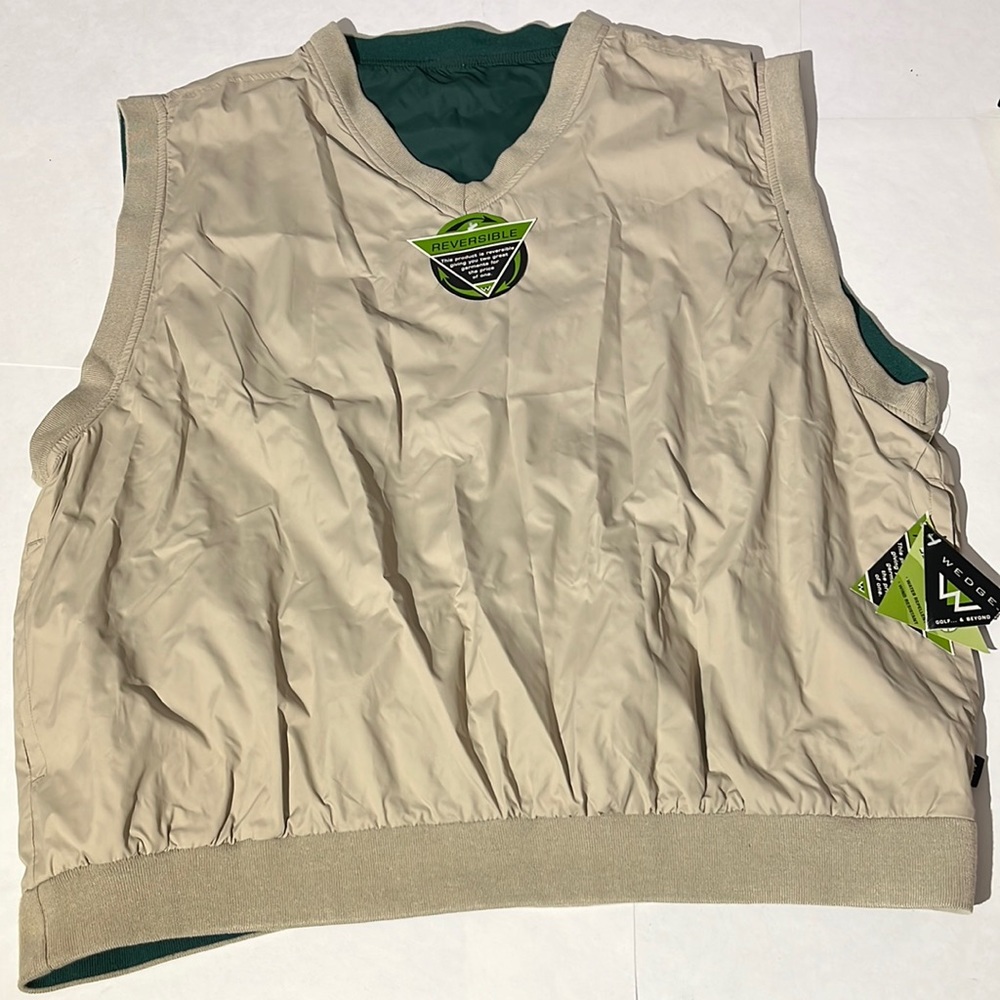Wedge reversible gold wind resistant gear water repellent mens vest tan XXL NEW
